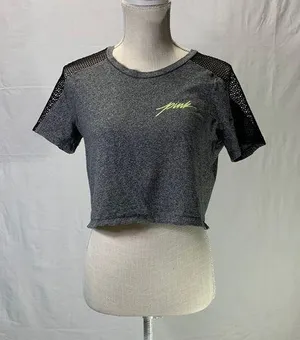 PINK Victoria’s Secret Gray Mesh Crop Top Size Medium thumbnail 1