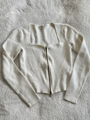 Abercrombie & Fitch White Zip Up Long Sleeve Shirt thumbnail 11