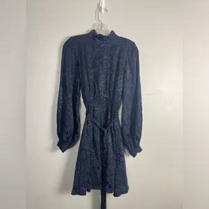 NWT Anthropologie navy Jacquard Mini Dress size xs thumbnail 4
