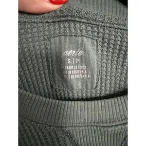 Aerie Green Waffle Knit Sweatshirt Crewneck Pullover Small thumbnail 6