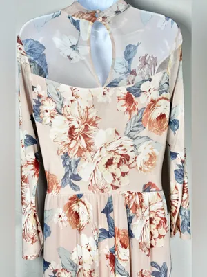 Kate and Lily Floral Mock-Neck Long Sleeve Maxi Dress Blush Pink Size 10 thumbnail 7