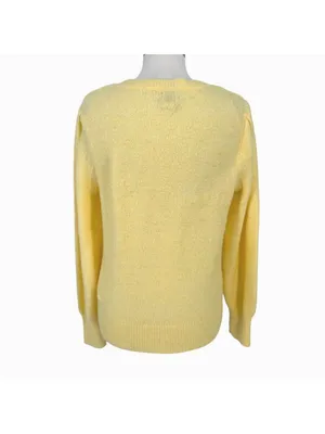 Joie Floral Embellished Puff Sleeve Sweater Cottagecore Coquette Yellow Small thumbnail 6