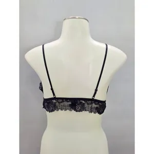 Black Goth Fairy Whimsy Romantic Boudoir Bridal Cottage Lingerie Lace Bralette L thumbnail 2