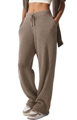 Alo Yoga Domain Rib Knit Sweatpant Gravel S thumbnail 1
