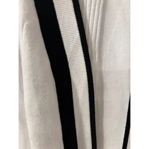 LOMON White Open Front Cardigan‎ Black Trim Gold Buttons Sz M Nautical Casual thumbnail 2