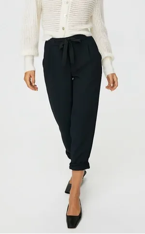 Aritzia Wilfred Allant Tie Front Drawstring Crop Pant Trouser 4 Black Relaxed thumbnail 1