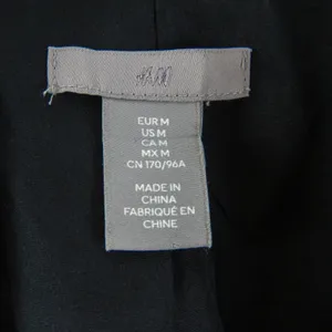 H&M Black and Cream Plaid Wool Blend Peacoat Medium thumbnail 4