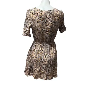 By Together Mini Dress Womens M Beige Leopard Print Tie-Front V-Neck thumbnail 5