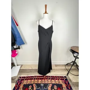 Marchesa Notte Chantilly Lace Trimmed Crepe Gown Black 12 Formal Elegant Evening thumbnail 14