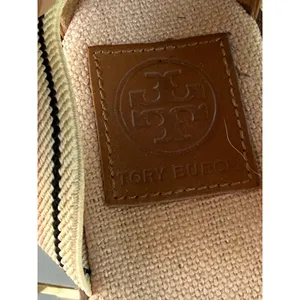 Tory Burch Pink Beige Striped Strappy Wedge Platform Slip-On Sandals Size 7M thumbnail 13