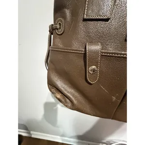 Dooney & Bourke June Brown Pebbled Leather Double Pocket Cinch Shoulder Purse M thumbnail 5