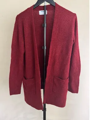 Old Navy Burgundy Open Front Long Cardigan Sweater Size Small thumbnail 1