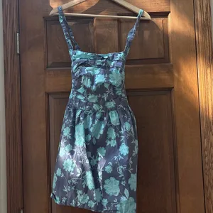 FREE PEOPLE Meet Me In Maui Printed Mini Dress in Ocean Combo Blue Size Small thumbnail 4