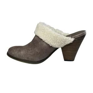 MIA Mitzy Sherpa-Lined Block Heel Mules in Gray/Taupe,‎ Size 9M thumbnail 3