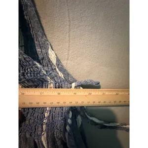 Free People Obi Posey Smocked Tank Top Striped Boho Hippie M Blue White Fringe thumbnail 11