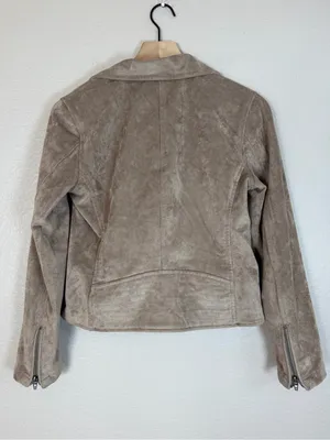 Blank NYC Taupe Suede Moto Jacket size Small $198 thumbnail 10