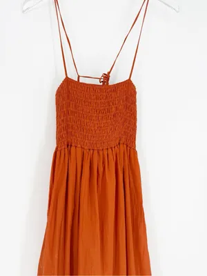 Faithfully the Brand Agolde Smocked Organic Cotton Midi Dress Women’s 6 thumbnail 5