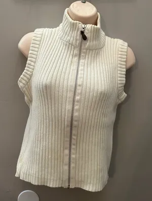 GAP White Cream Sleeveless Sweater Vest Cable Knit Fall ‘99 Vintage 100 cotton thumbnail 1