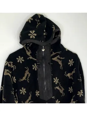 Vintage Obermeyer Reindeer Fleece Hoodie Half Zip thumbnail 3