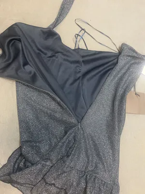 Le Lis Collection Navy Shimmer One Shoulder Ruffle Mini Dress Size S thumbnail 8