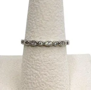 Marquise & Round Shapes Clear Glass Stones Sterling Silver Stackable Ring thumbnail 1
