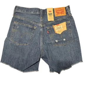 Levi's 501 Blue Jean Shorts with Frayed Hem and Distressed Look thumbnail 4