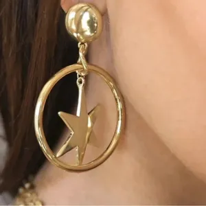 NWT Ettika Star Dangle Hoop Earrings Gold Plated‎ $44 thumbnail 3