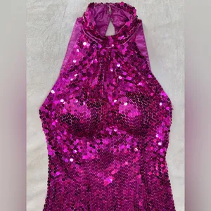 Papell Boutique Fuchsia Sequin Dress thumbnail 4