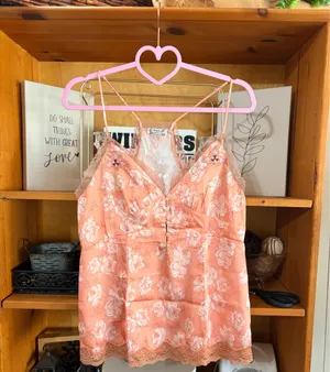 Free People Night Special Floral lace Tangerine Cami size Small New Boho thumbnail 3