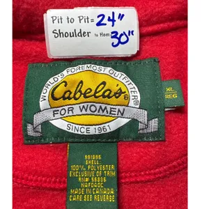 Cabelas Red 1990's Vintage Fleece Jacket Womens XL Full‎ Zip Drawstring Waist thumbnail 3