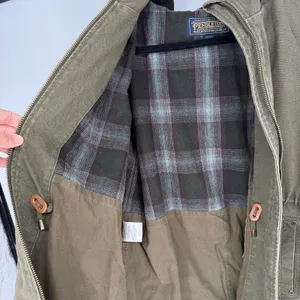 Pendleton Hooded Jacket Womens M Green Cotton Workwear Plaid Lined Full Zip thumbnail 12