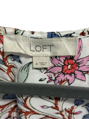 LOFT Floral Flutter Sleeve Midi Pocket Dress size 4 cute w/a Jean jacket thumbnail 6