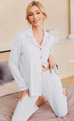 Ekouaer Polka Dot Pajama Top thumbnail 1