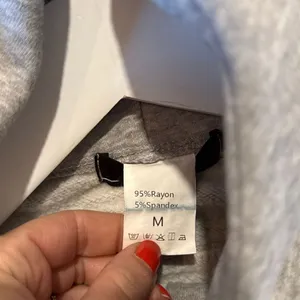 Trendy Queen grey scuba cropped quarter zip hoodie sweatshirt M thumbnail 7