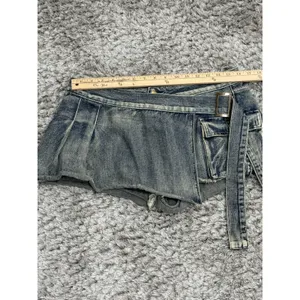 Vintage Y2K Women’s Denim Cargo Mini Skort Low Rise Belted Pockets 2000s Size M thumbnail 7