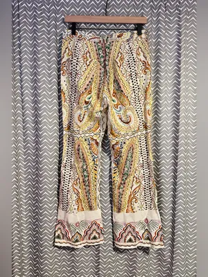 Zara | Paisley Linen-blend Mini Flare Pants, Small thumbnail 5