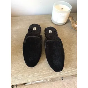 Birdies The Phoebe Velvet Faux Fur Slippers Women Black‎ 9.5 thumbnail 2