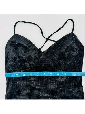 Lulus Certified Babe Black Glitter Velvet Strappy Back Jumpsuit XS thumbnail 8