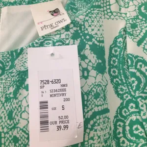 NWT Pink Owl Apparel Green Cream Paisley Print‎ Shift Dress Small thumbnail 4