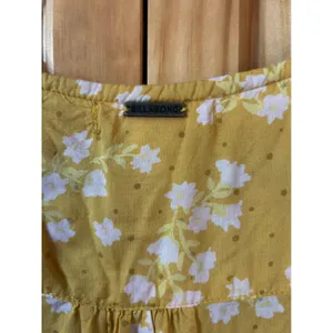 Billabong Twirl Twist Women's XS Mustard Yellow‎ Floral Button Down Mini Dress thumbnail 6