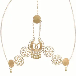 Vintage Style Gold Plated Metal Hollow Head Chain Pendant Head Chain Tassel Flow thumbnail 5