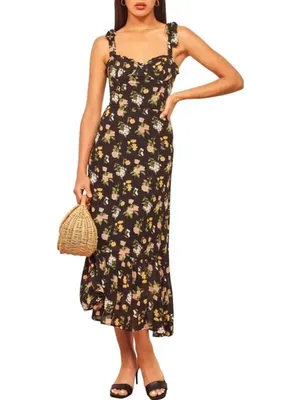 Reformation Nikita Midi Dress Sylvie Floral Size 8 thumbnail 2