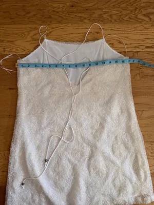 NWOT - S -Free People ivory Sequined mesh Overlay Spaghetti Strap mini dress thumbnail 6