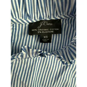 J.Crew Organic Cotton Long Sleeve Ruffleneck Top Stripe Blue Size‎ XS thumbnail 3