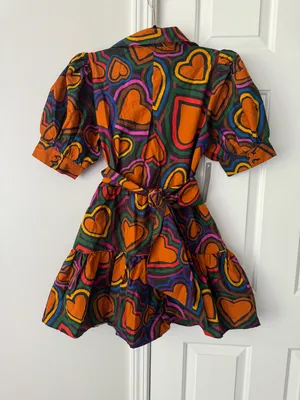 Farm Rio Heart Print Front-Bow Mini Dress, Size XS thumbnail 10