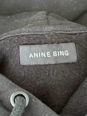 Anine Bing Ardon Monogram Hoodie in Black thumbnail 4