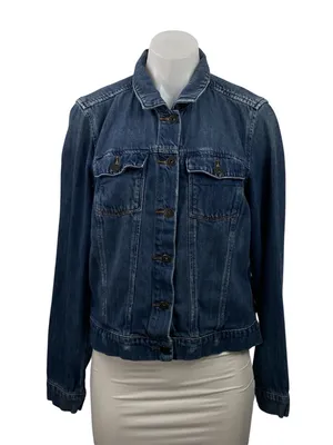 Paige Women's Blue Long Sleeve Button Down Denim Jean Jacket Trucker Size M thumbnail 1