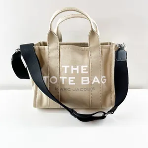 Marc Jacobs The Small Tote Canvas Bag Crossbody Purse Beige Tan thumbnail 3