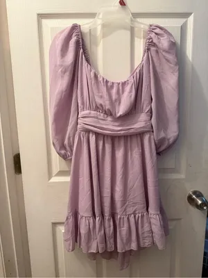 Lucy in the Sky Lilac Puff-Sleeve Mini Dress thumbnail 2