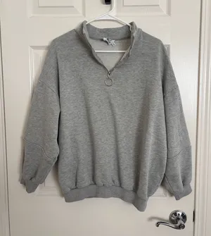 Princess Polly Quarter Zip Grey Pullover Sweatshirt thumbnail 1
